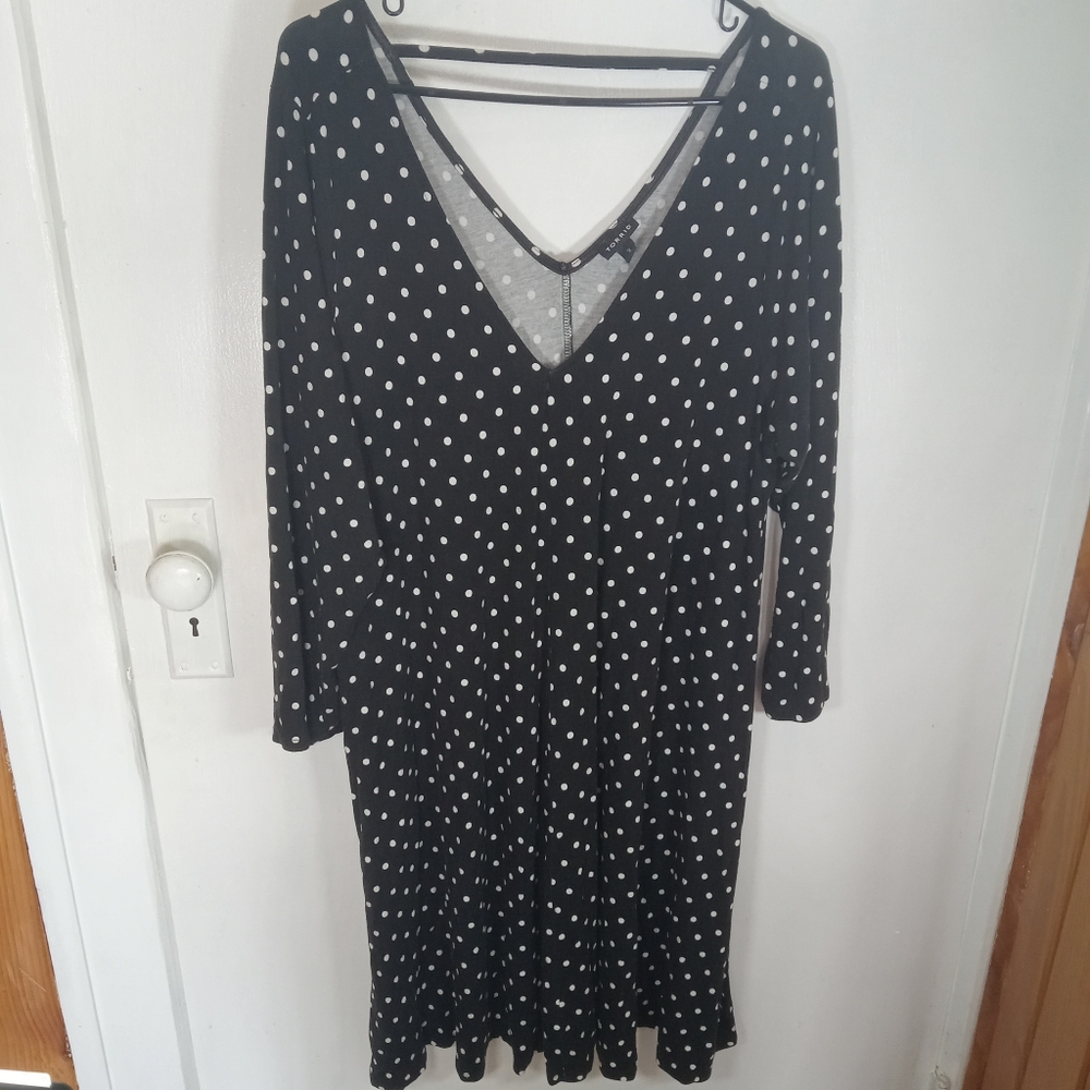 Torrid Dress Womens 3 Black White Polka Dot Cage Neck Retro Rockabilly Skater Mi